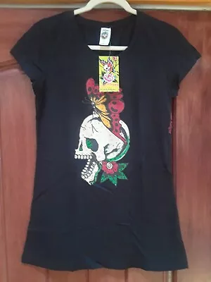 Nwt Ladies Ed Hardy Tattoo Design T Shirt With Rhinestonespick Size/color • $34.99