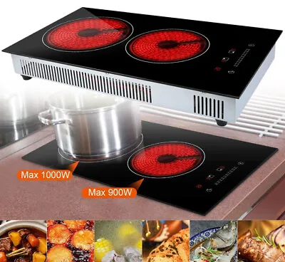 Electric Cooktop 2 Burner Built-In Electric Stove Top Touch Control 110V 2200W • $94.99