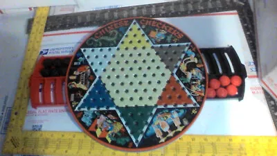 Vintage Chinese Checkers Game Pixie All Metal Board Steven Mfg PULL-OUT Drawers • $19.44