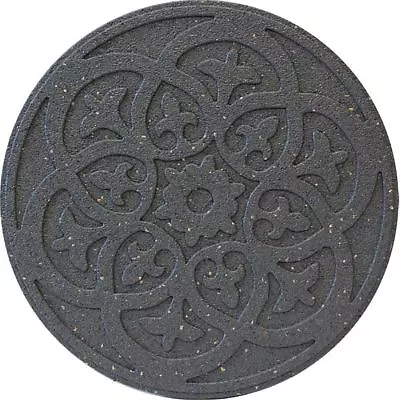 Round Grey Scroll Stepping Stone Recycled Rubber Decorative Garden Stone 45cm • £12.99