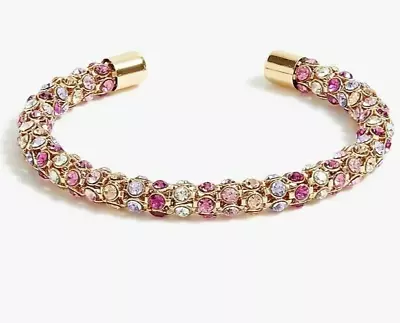 J. Crew Factory Pavé Crystal CZ Cuff Bracelet BE349 NWT Gold/Pink/Multi-Color • $19