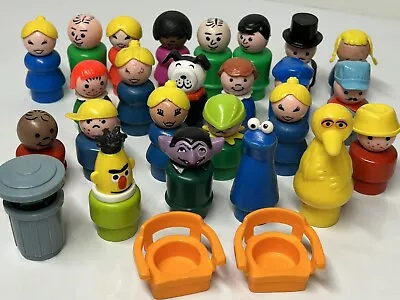 Vintage Fisher Price Little People Cookie Sesame Street Oscar Big Bird 25 Lot • $45.97