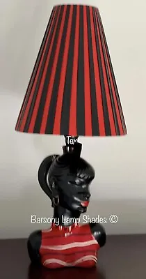 Plastic Ribbon Red & Black Striped Lampshade “medium Size* 4 Barsony Lady Lamp • $125