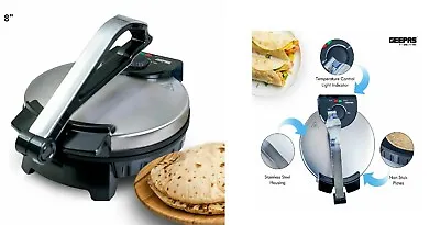 Geepas 8  Electric Chapati Maker Flat Bread Naan Tortilla Roti Press Machine • £137.49
