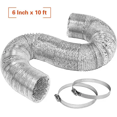 6 Inch X 10 Feet Inch Non-insulated Aluminum Air Ventilation Ducting Vent Hose • $13.88