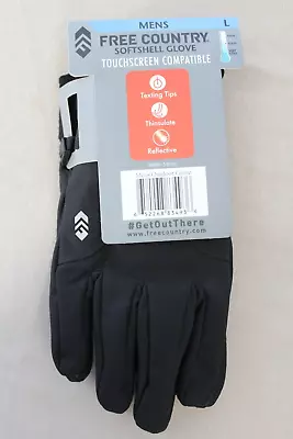 NWT Free Country Men Touchscreen Tips Reflective Warm Softshell Outdoor Glove L • $8.95