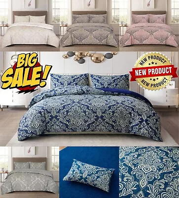 Printed Duvet Quilt Cover Bedding Sets With Pillowcases Double King Damask Size • £25.99