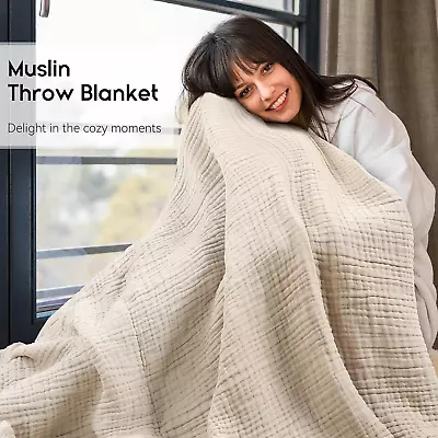 Muslin Blanket 100% Cotton Throw Summer Blanket Large 50  X 60  For Bed Couch Ap • $34.24
