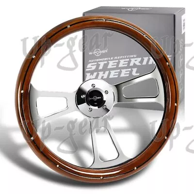 Dark Wood W-Power 18  Grip 5-Hole Chrome 3-Spoke Vintage Steering Wheel • $124.50