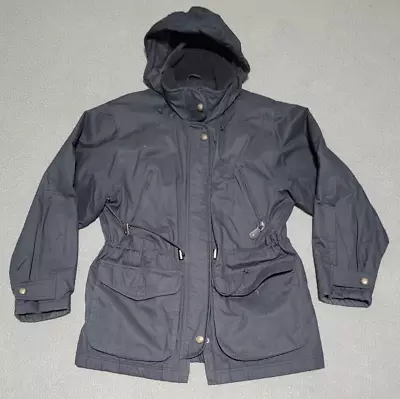 Vintage Pacific Trail Jacket Mens L Black Hooded Heavy Winter Ski London Fog • $35.50