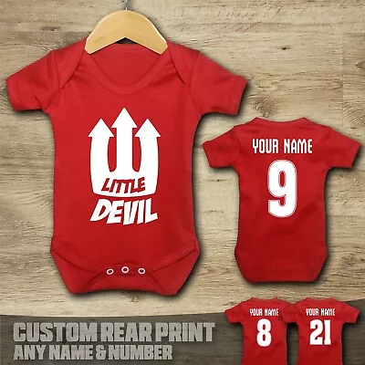 Man Utd Personalised Baby Vest Suit Grow Football - Little Devil • £11.99