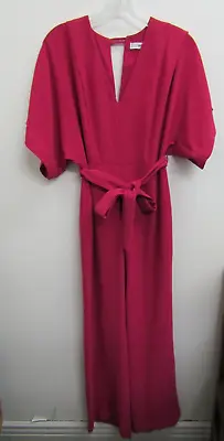 Mango Women's Pink V-Neck Belt Jumpsuit Size S • $20