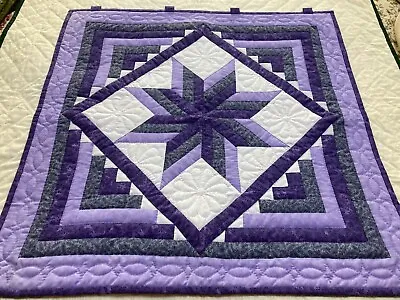 $55 • Buy Amish 8 Pointed Star Quilt Wall Hanging W/Provenance, Purples & White, Gorgeous!