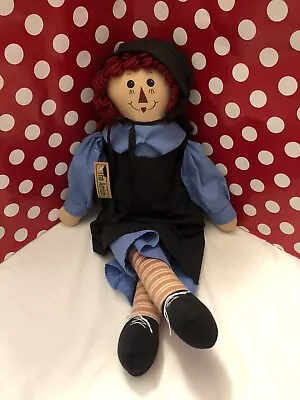 New NWT Raggedy Ann Amish Doll W/ Amish Blue Black Dress Outfit Hat 20” • $68.37