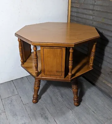 Vintage Tell City Chair Company Octagonal Andover Maple 2-Tier Drum End Table • $360