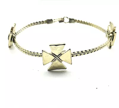 Maltese Cross Wire Bangle Bracelet Gold Tone Protection Safety Faith Crusader  • $9.99