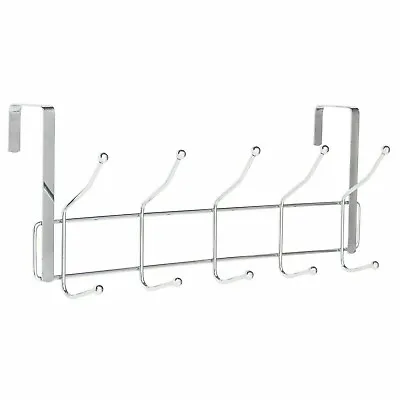 10 Hook Over The Door Hooks Chrome Wash Room Coat Hanger Clothes Towel Storage • £4.95