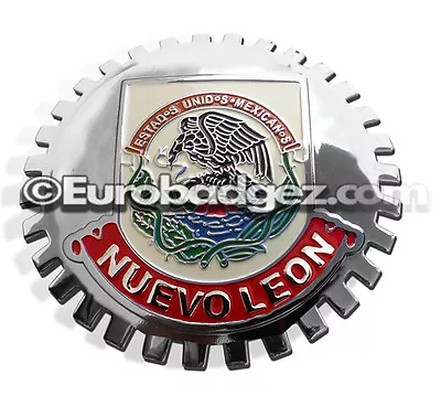 1- NEW Chrome Front Grill Badge Mexican Flag Spanish MEXICO MEDALLION NUEVO LEON • $19.99