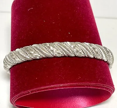 Judith Ripka Sterling Silver Hinged Cuff Bracelet Diamonique Accents 34.8 Grams • $119.99