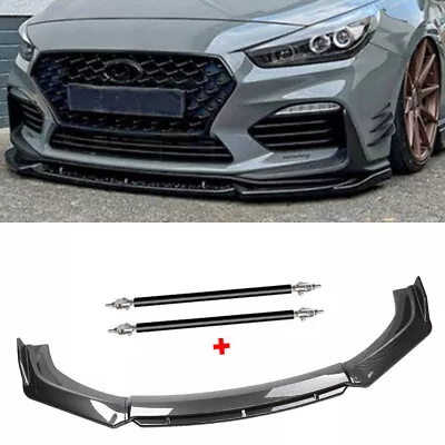 For Hyundai I30N MK3 Front Bumper Lip Splitter Spoiler Carbon Fiber Strut Rod • $69.99