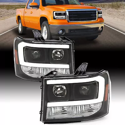 Fits 07-14 GMC Sierra 1500 2500HD 3500HD Black LED DRL Projector Headlights Pair • $135.99