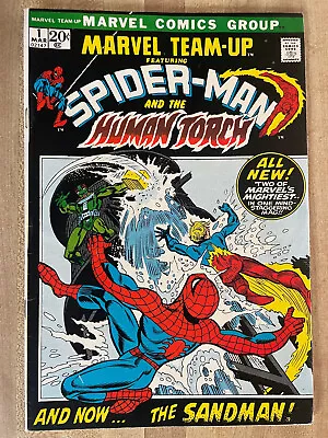 MARVEL TEAM UP #1 Fine 1972 Featuring Spider-Man And The Human Torch Sandman • $49.99