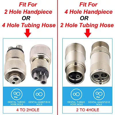 Dental Turbine High Speed Handpiece Adapter 4 Holes /2 Holes Changer Connector • $32.99