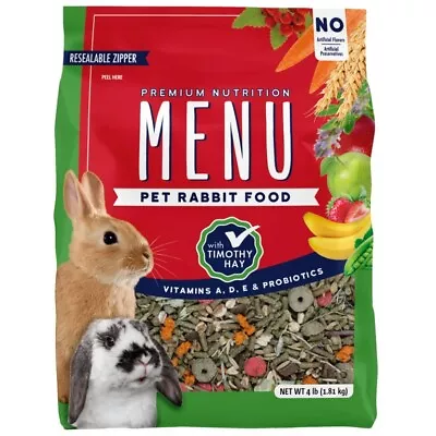 Menu Premium Rabbit Food | Alfalfa Pellets Blend | Vitamin And Mineral | 4 Lb • $10.99