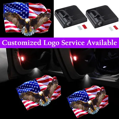 2x Bald Eagle American USA Flag Logo Wireless Car Door LED Light Laser Projector • $16.63