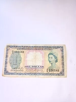 Malaya And British Borneo One Dollar 1953 Banknote • £4