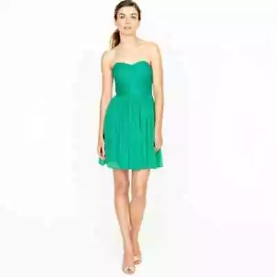 J. Crew Womens Dress 16 Green Strapless Silk Cocktail Prom Homecoming Taryn NEW • $100
