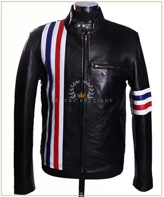 Easy Rider Black Men's Biker Style Real Lambskin Leather Movie Fashion Jacket • $136.76