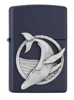 Zippo Lighter Blue Whale Fish Navy Blue Matt Smoking Pocket Lighter • £64.99