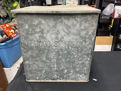 Vintage Galvanized Insulated Front Porch Metal Milk Man Box Hood’s Milk • $142.49