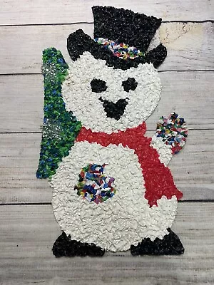 VTG 18” Frosty Snowman Christmas Tree Melted Plastic Popcorn Holiday Decoration • $16.99