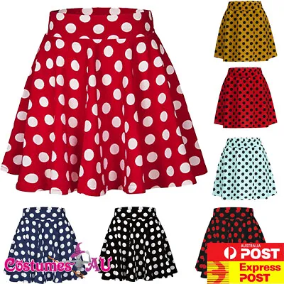 $19.99 • Buy Ladies Polka Dot Rock N Roll 50s Skirt 1950s COSTUME Hens Party Girl FANCY DRESS