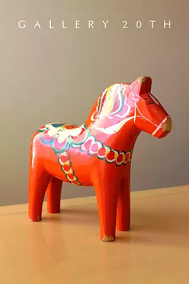 Mid Century Modern Sweden Dala Horse Sculpture! Orange Dalecarlian 50's 60's Vtg • $700