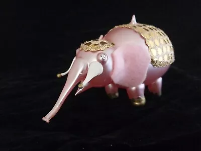 Vintage  Italian Blown Glass Christmas Ornament Pink Elephant • $65