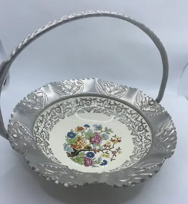 Farber & Shlevin Hammered Aluminum And Porcelain Bowl With Handle Vintage 1940s • $14.99