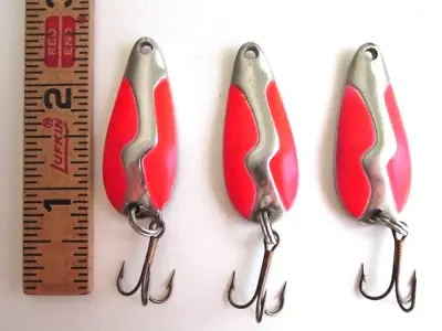 3 Vintage 1-3/4   Kamlooper Spoon Metal Fishing Lure Lot Weight Is 2/5 Oz. Each • $14.97