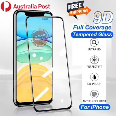 $4.29 • Buy Full Cover Tempered Glass Screen Protector For IPhone 13 Pro 12 11 Mini XS Max X