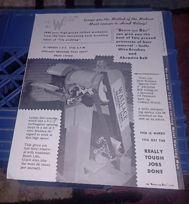 Wallace Supplies Mfg Co CATALOG Ram Bending Machine Machinist Tool Sept 1969 • $14.99