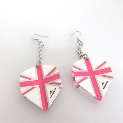 Birthday Pink/white Union Jack Darts Drop & Dangle Earrings British Celebration • £3.99