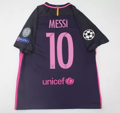 Fc Barcelona Jersey 2016 2017 Shirt Messi Away Black Champions League Style • $85