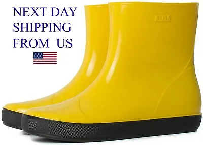 Women Rubber Short Ankle-High Wide Calf Pull-On Style Rain Garden Boots • $31