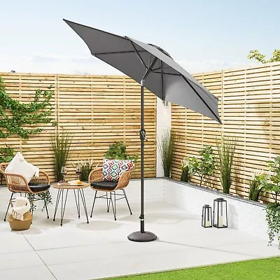 2m Garden Parasol Outdoor Umbrella Sun Shade Grey Canopy Tilt Mechanism Patio • £29.80