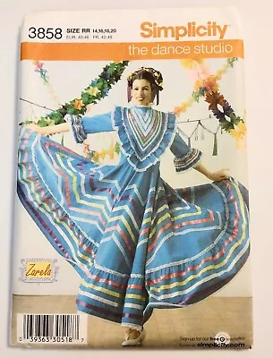 Simplicity Misses' Mexican Dance Dress Zarela Pattern 3858 Size 14-20 UNCUT • $44.99