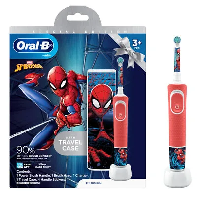 Oral B Electric Pro 100 Kids Electric Toothbrush Spiderman 3y+ Dental Oral Care • $78.30