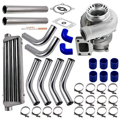GT35 GT3582 Universal TurboCharger T3 4 Bolts W/ Intercooler Piping Pipes Kit • $358.99
