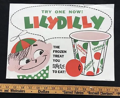 [ 1960s - 1970s LillyDilly Frozen Treat / Ice Cream - SIGN - Vintage Food ] • $50
